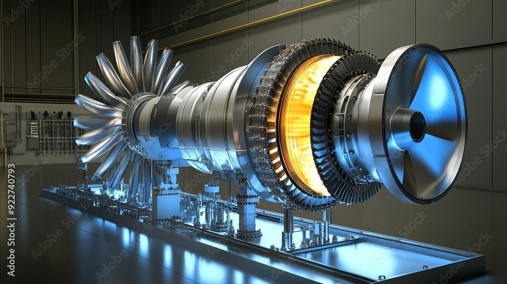 Physics illustration of an impulse turbine with a fixed nozzle and ...