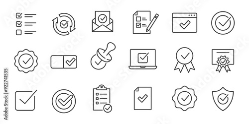 Quality control product and service quality inspection icons set. Vector illustration