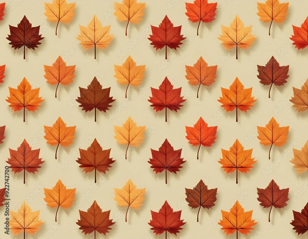 Minimalist Falling Leaves Pattern Autumn Hues on Neutral Background Design Minimalist Falling Leaves Pattern Autumn Hues on Neutral Background Design