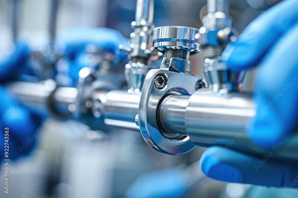 Close up of a metal pipe fitting. AI.