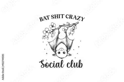 Bat shit crazy social club, Halloween Witch Club SVG Sublimation T shirt Design