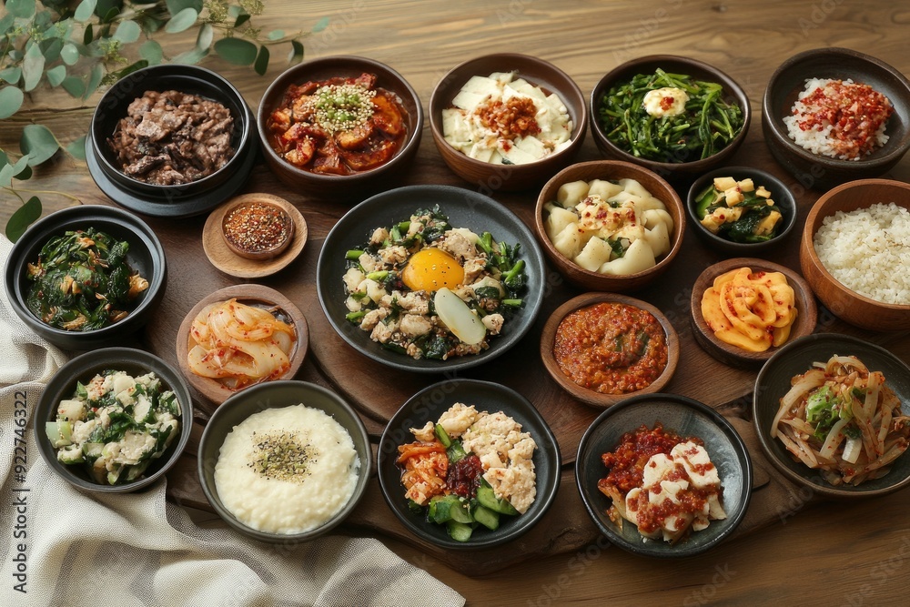 Various Korean Home-style Side Dishes - generative ai Various Korean Home-style Side Dishes - generative ai