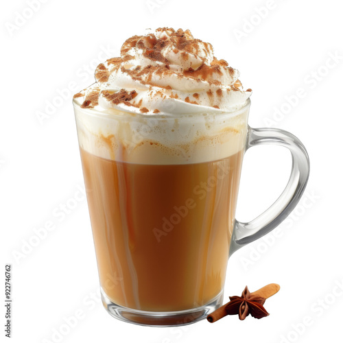 A Glass of Spiced Coffee Topped with Whipped Cream