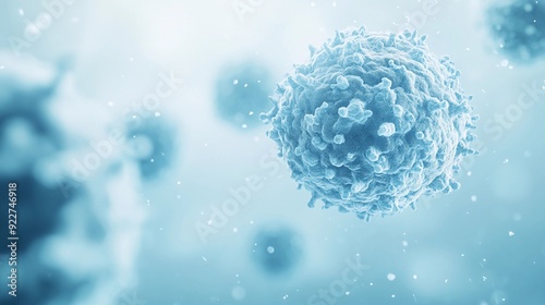 Close-Up View of White T Cells and B Cells Floating in the Body Against a Light Blue Background