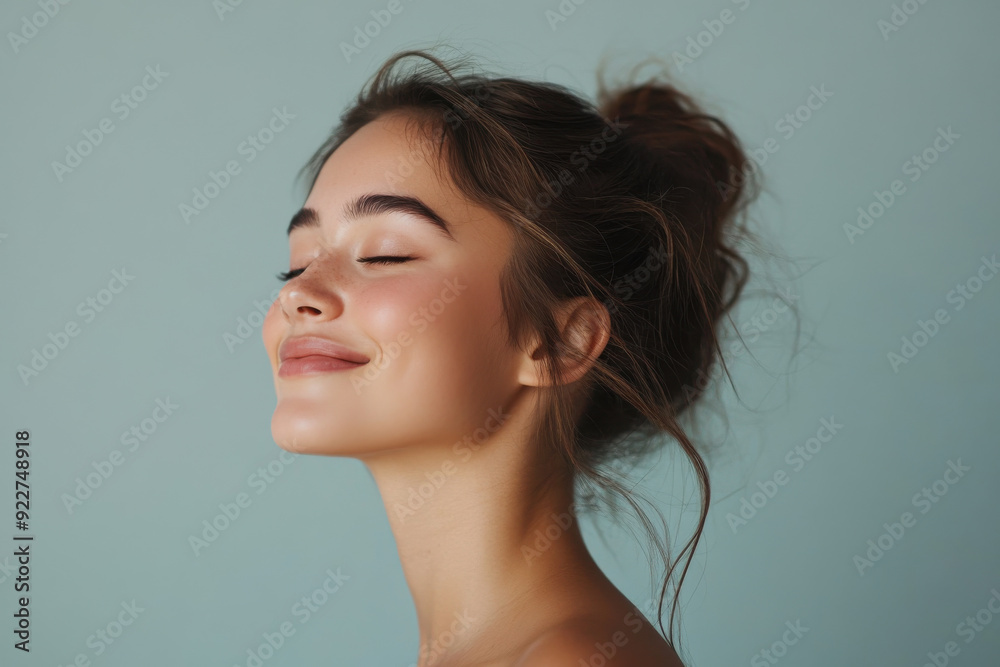 A close up of a woman's face with her eyes closed A close up of a woman's face with her eyes closed
