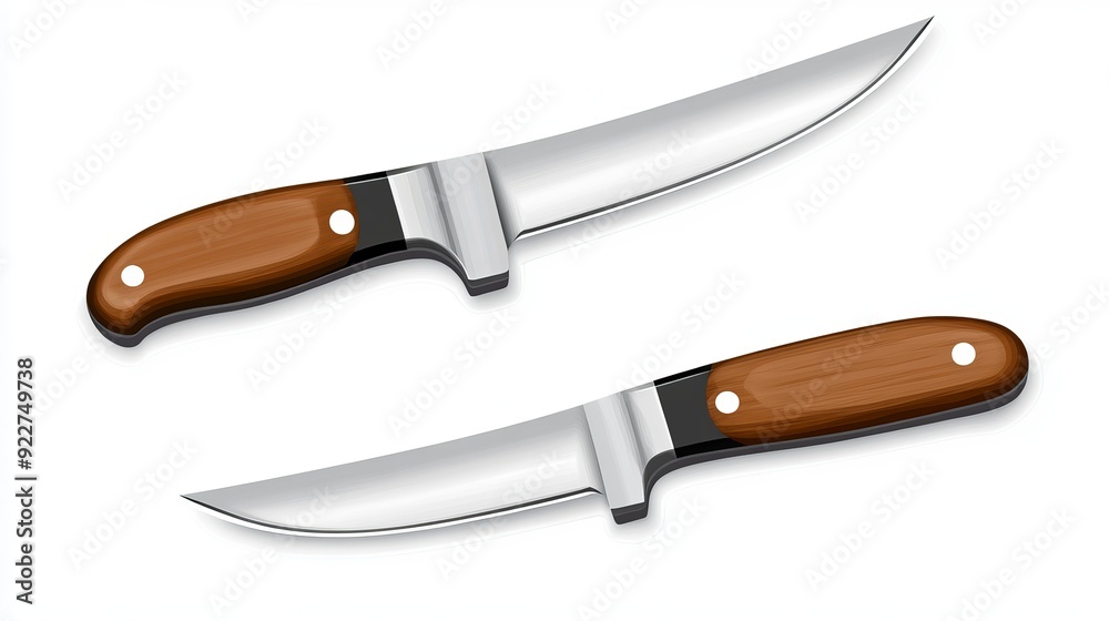 Realistic vector illustration of two stationery knives and two blades, isolated on a white background Realistic vector illustration of two stationery knives and two blades, isolated on a white background