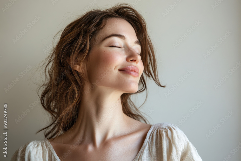 A close up of a woman's face with her eyes closed A close up of a woman's face with her eyes closed