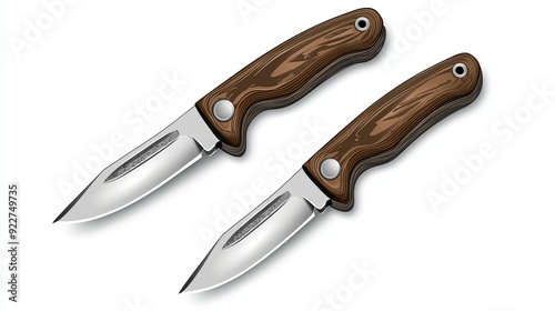 Realistic vector illustration of two stationery knives and two blades, isolated on a white background