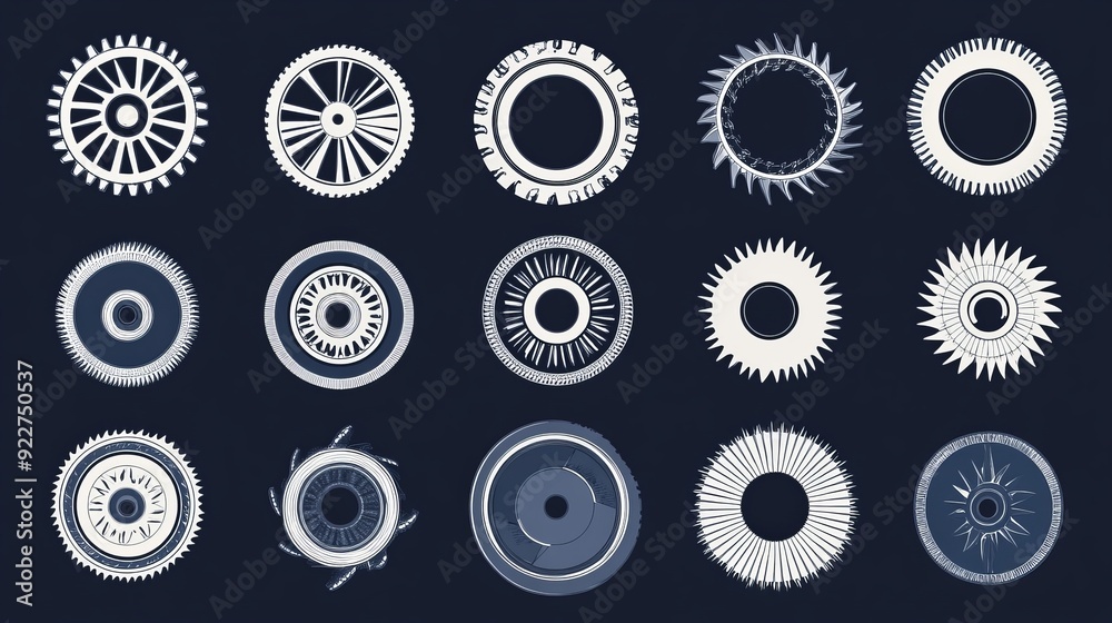 Vector illustration of various circular saw blades in different designs Vector illustration of various circular saw blades in different designs