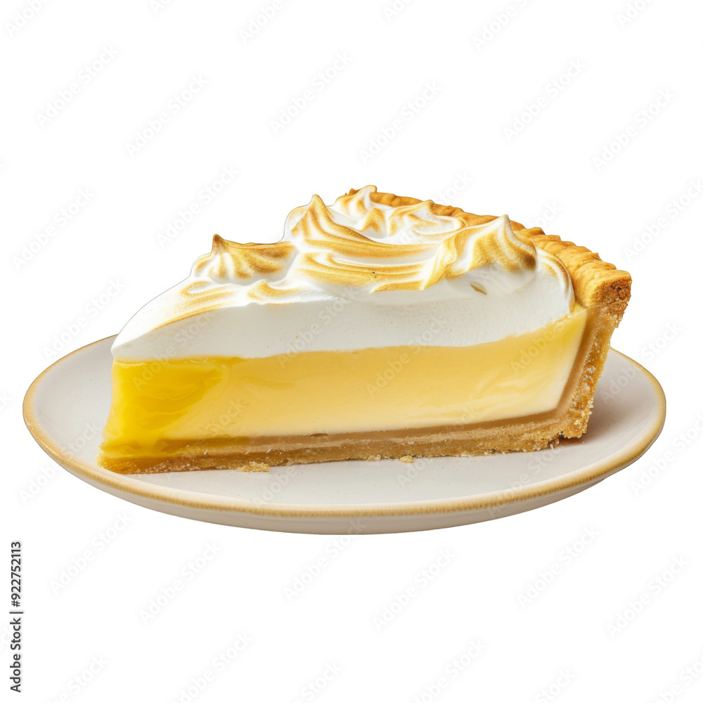 A Slice of Lemon Meringue Pie on a White Plate