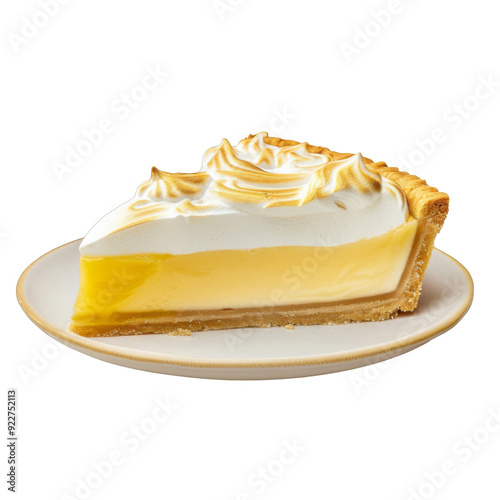 Obraz na płótnie A Slice of Lemon Meringue Pie on a White Plate w salonie