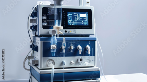 Anesthesia machine isolated on white background. Modern hospital equipment. Generative AI.