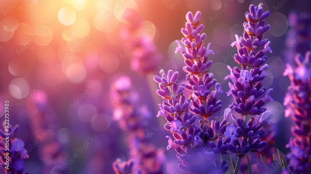 Lavender bush in selective soft focus on a summer day. Background features soothing purple and green tones with copy space Lavender bush in selective soft focus on a summer day. Background features soothing purple and green tones with copy space