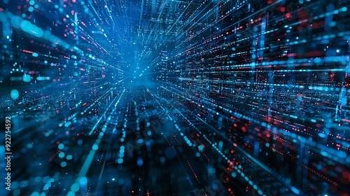 Digital matrix with shifting patterns of data and neural activity.