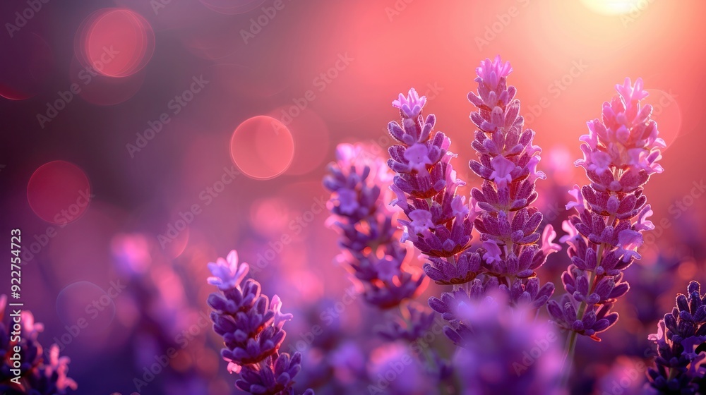 Lavender bush in selective soft focus on a summer day. Background features soothing purple and green tones with copy space Lavender bush in selective soft focus on a summer day. Background features soothing purple and green tones with copy space