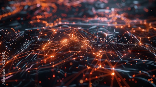 Futuristic AI network visualized as a glowing web of digital connections.