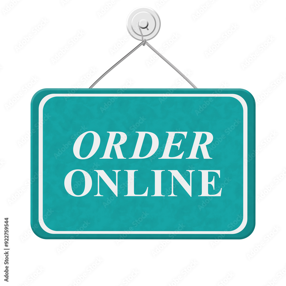  Order Online hanging sign isolated on white