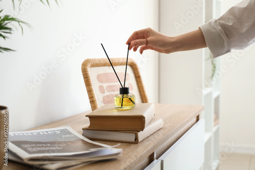 Female hand with books and ...