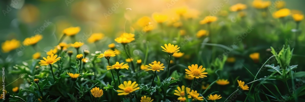 Tiny yellow blossoms blooming in the field Tiny yellow blossoms blooming in the field