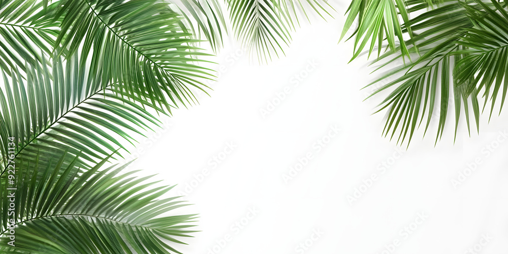 palm and tropical leaves on a white background. empty background for presentation palm and tropical leaves on a white background. empty background for presentation