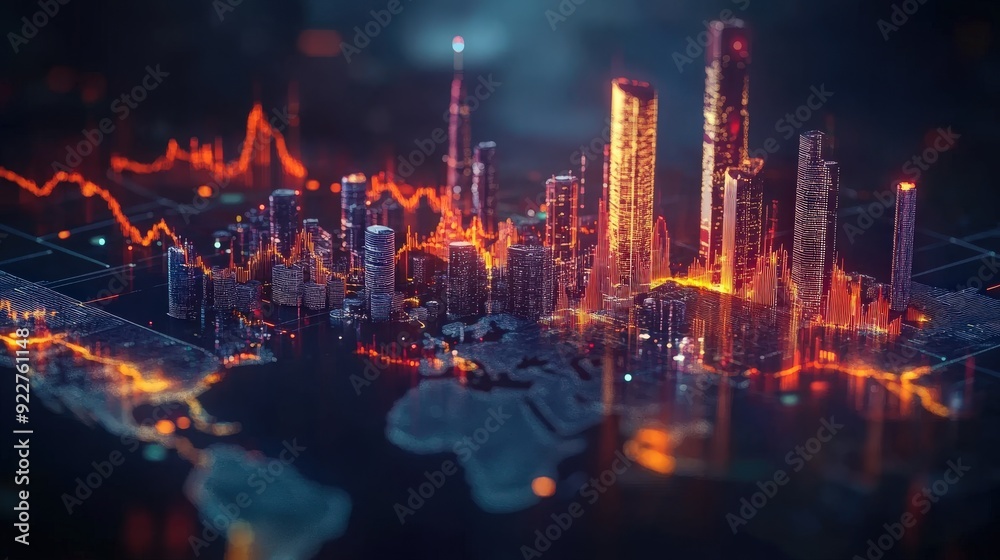 Obraz premium Digital representation of a country's economic performance and growth.