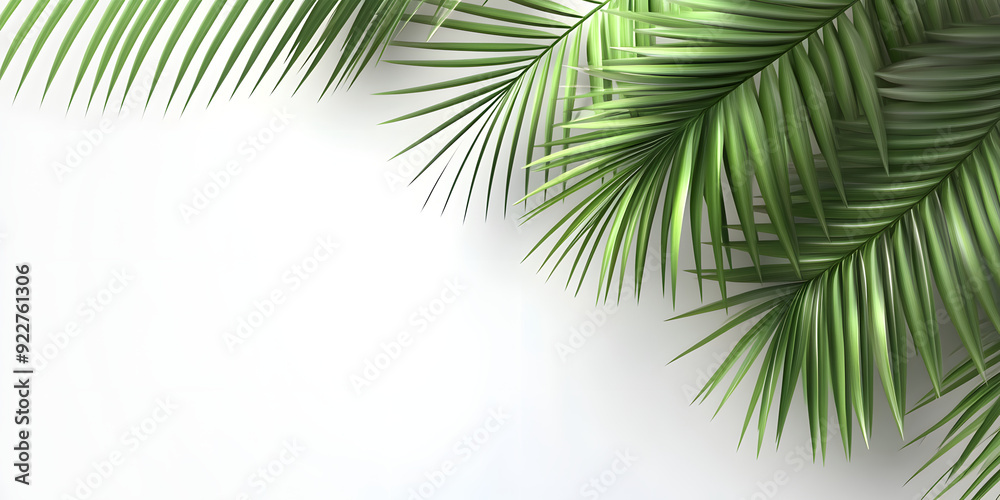 palm and tropical leaves on a white background. empty background for presentation palm and tropical leaves on a white background. empty background for presentation