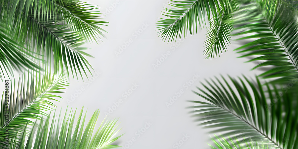 palm and tropical leaves on a white background. empty background for presentation palm and tropical leaves on a white background. empty background for presentation