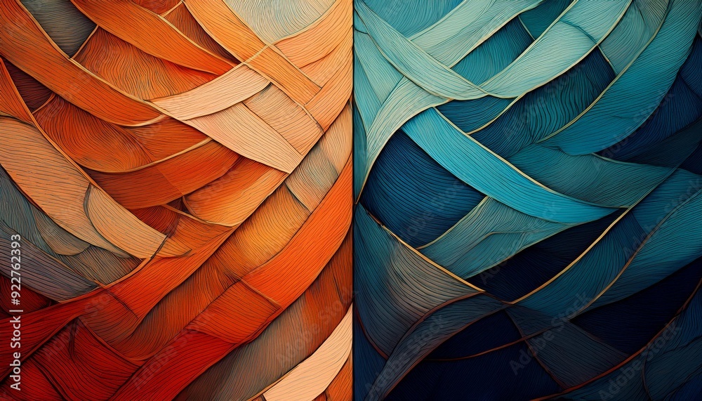 Fototapeta premium Two or more different textures interwoven together, almost like parallel realities overlapping