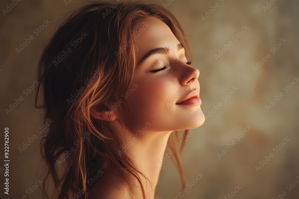 A close up of a woman's face with her eyes closed A close up of a woman's face with her eyes closed
