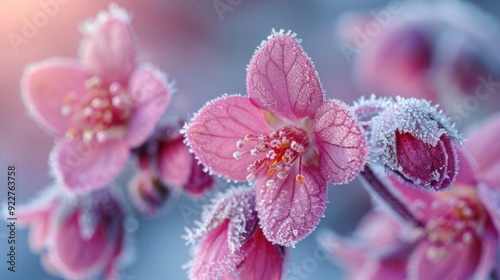 Close-Up of Frost-Covered Grass and Wild Mint on a Cold October Morning