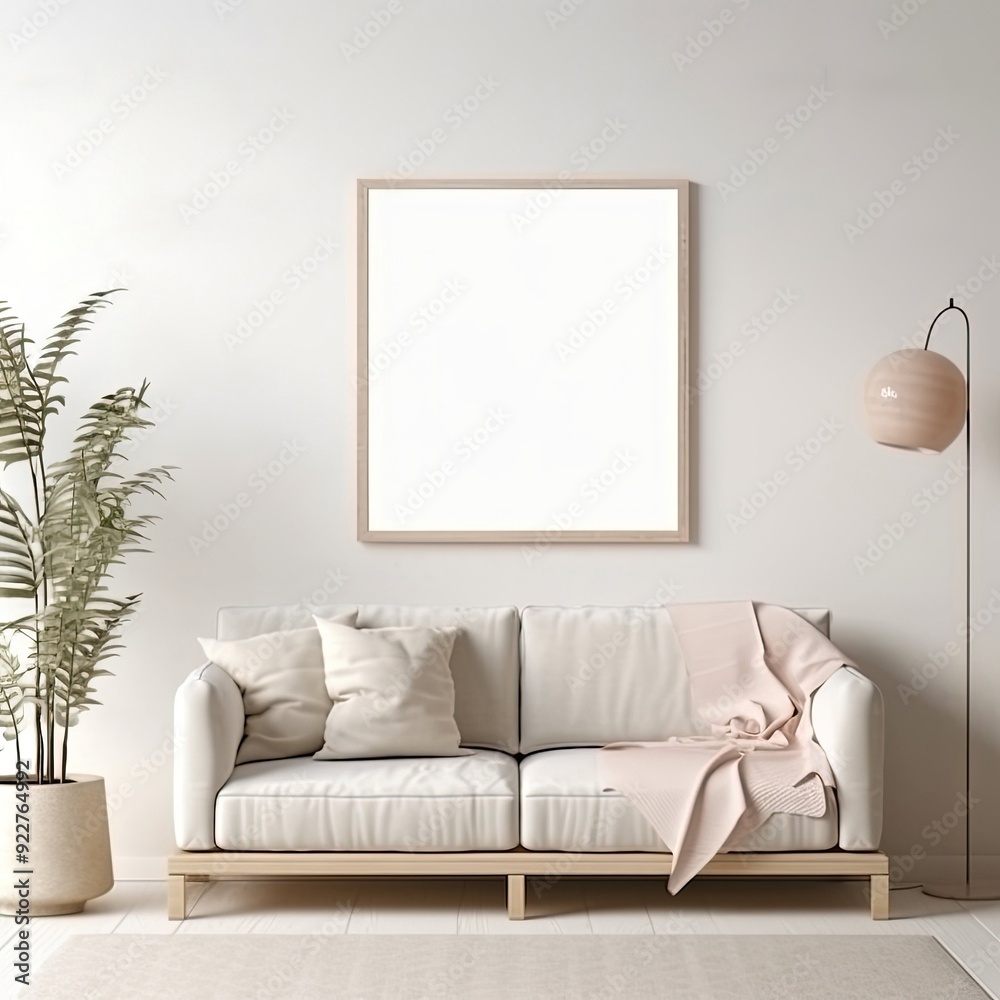 Mockup Frame in Modern Living Room with Plants Mockup Frame in Modern Living Room with Plants