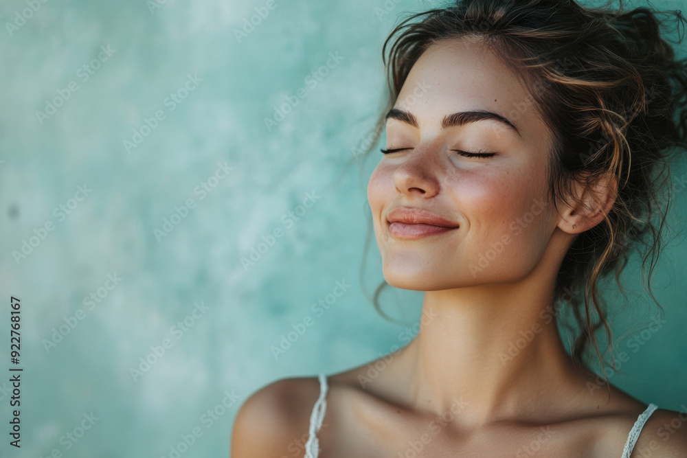 A close up of a woman's face with her eyes closed A close up of a woman's face with her eyes closed