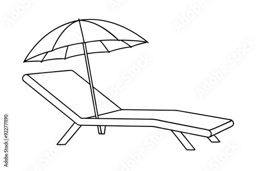 Sunbed and Parasol Line Art Vector Illustration for Summer Designs photo