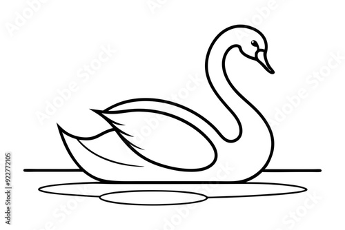 Elegant Line Drawing of a Swan on Water Minimalist Vector Art Illustration photo