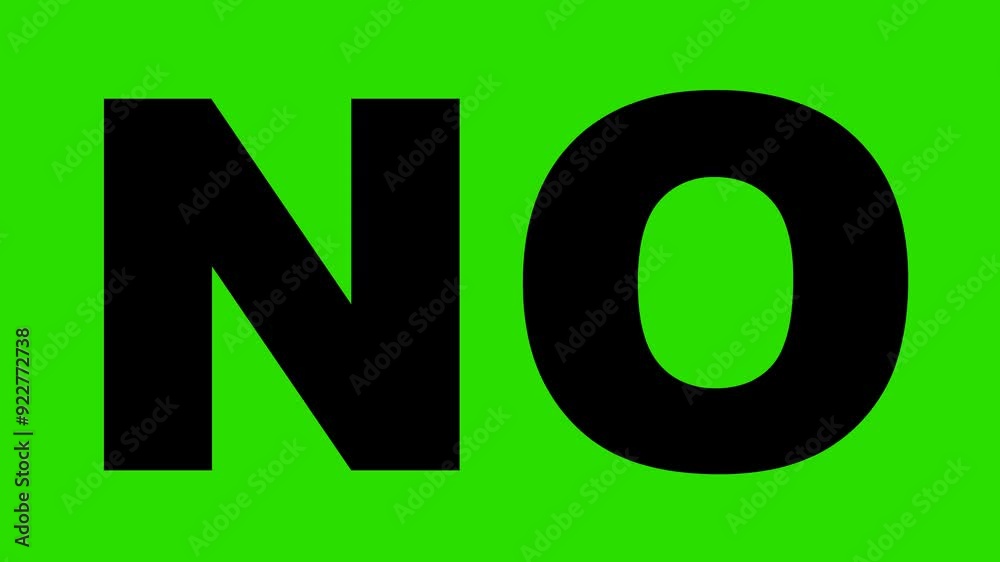 video animation text no of the word no being drawn on a green chroma key background