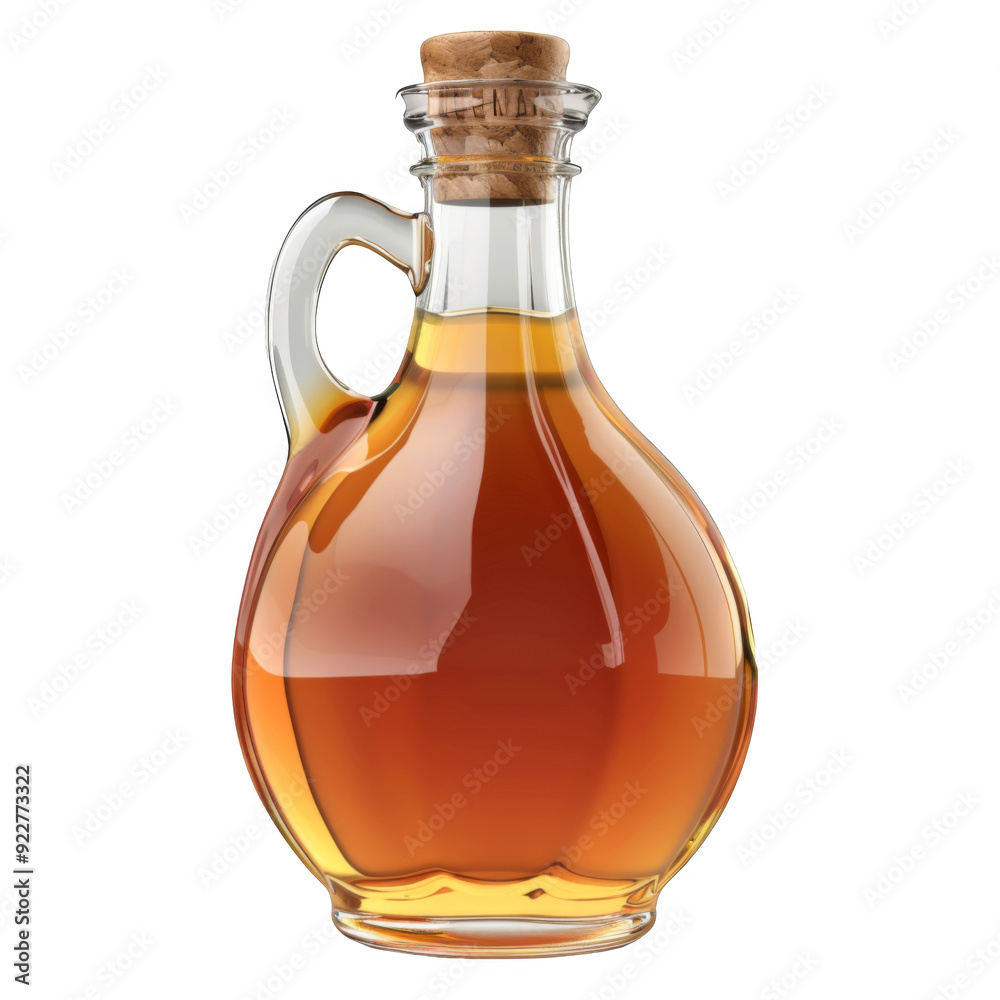 Glass Bottle with Cork Stopper Filled with Amber Liquid Glass Bottle with Cork Stopper Filled with Amber Liquid