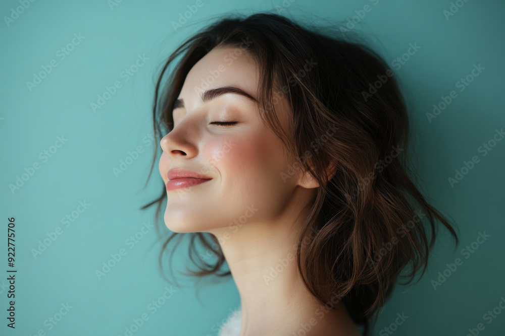 A close up of a woman's face with her eyes closed A close up of a woman's face with her eyes closed
