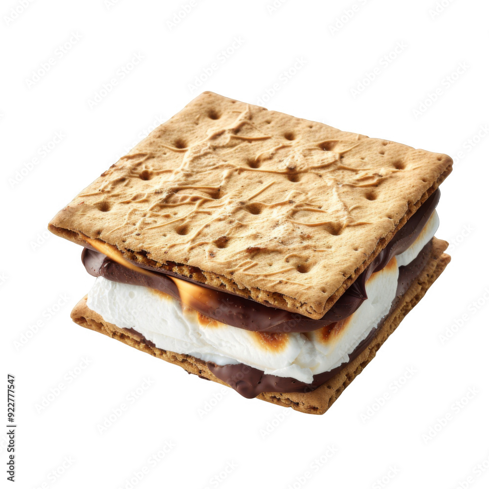 A Single S'more with Melted Chocolate and Marshmallow