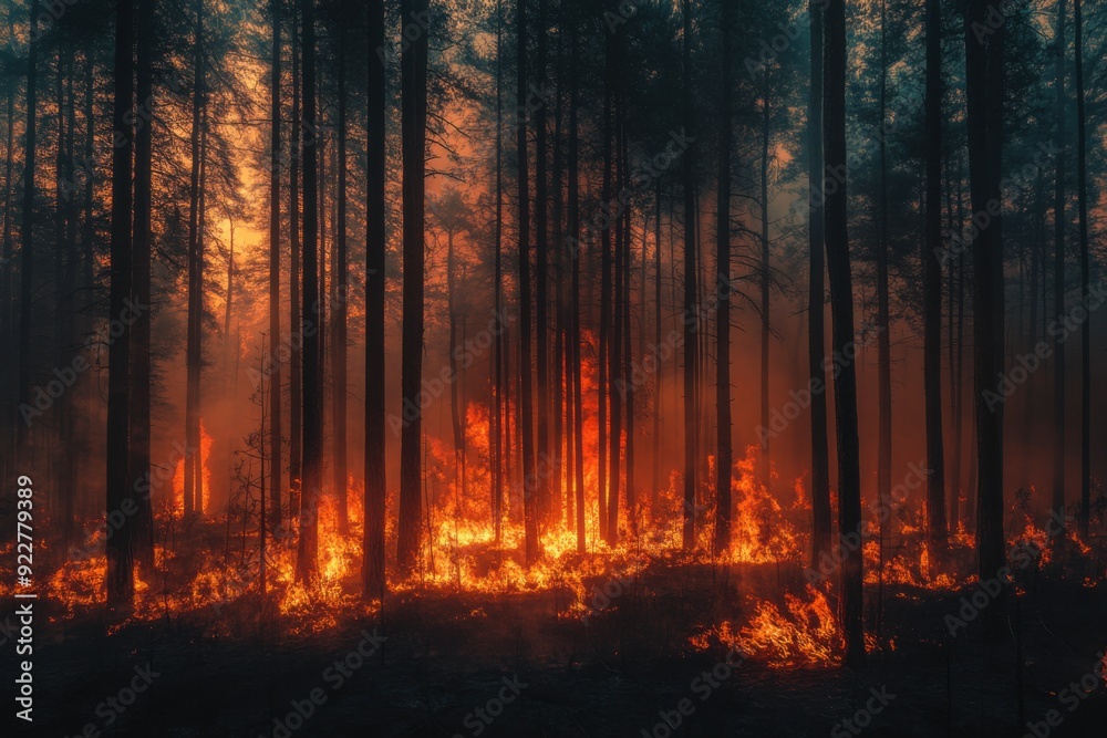 Forest in fire. close up view Forest in fire. close up view