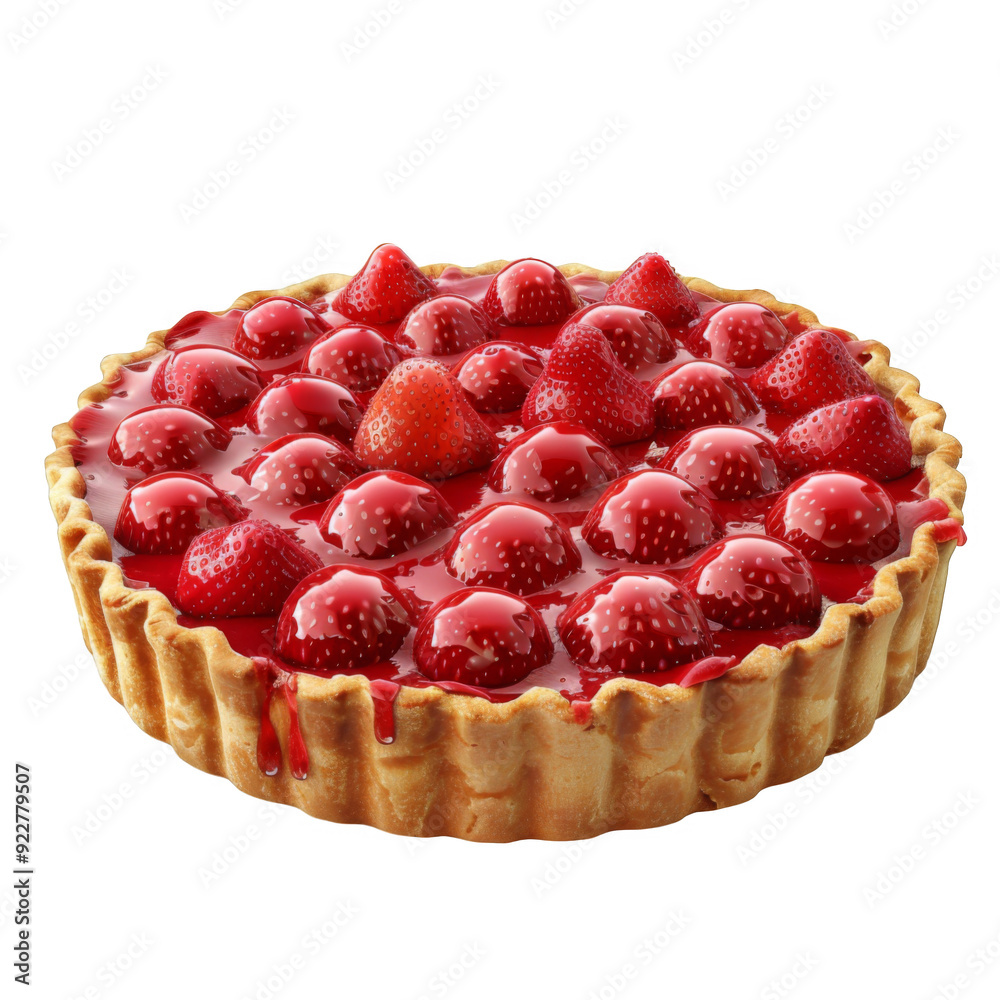 A Close-up of a Strawberry Pie with a Shiny Glaze A Close-up of a Strawberry Pie with a Shiny Glaze