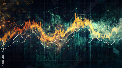 Stock Market Trends Over Time Illustrated - An illustration of a line graph showing stock market trends over time, with significant peaks and valleys highlighted