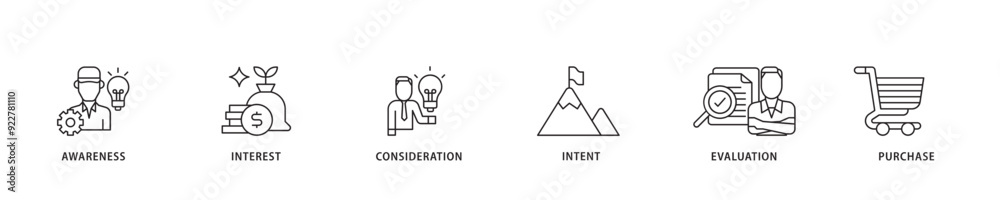 Marketing icon sett lineal illustration concept with icon of strategy, concept, communication, target group, online, print and business icon live stroke and easy to edit Marketing icon sett lineal illustration concept with icon of strategy, concept, communication, target group, online, print and business icon live stroke and easy to edit
