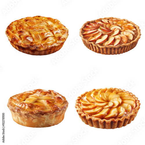 Four Delicious Apple Pies with Different Toppings