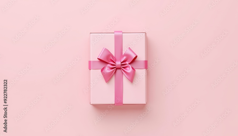 A neatly wrapped pink gift box with a matching pink ribbon and bow on a pastel pink background. A neatly wrapped pink gift box with a matching pink ribbon and bow on a pastel pink background.