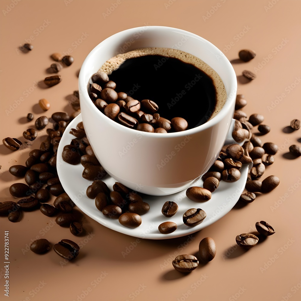 Obraz premium Stylish Coffee Beans Modern Minimalistic Art - Perfect for Cafes, Coffee Shops, Restaurants, Kitchens, and Home Decor