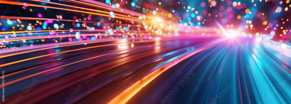 Modern high internet speed of fast light trails dark background innovative technology .Digital technology concept with futuristic.