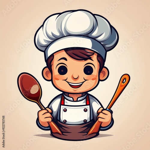 Happy chef logo with cartoon style