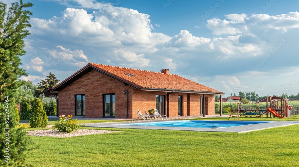 Contemporary house featuring a swimming pool, lush garden, and panoramic countryside view, offering a peaceful and picturesque outdoor retreat.
Contemporary house featuring a swimming pool, lush garden, and panoramic countryside view, offering a peaceful and picturesque outdoor retreat.