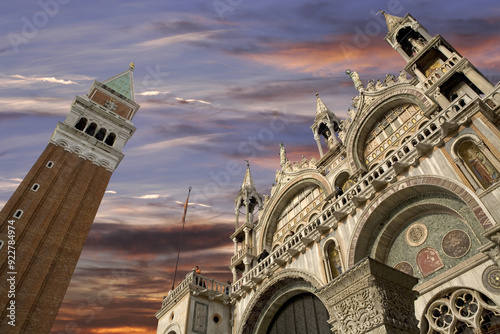 St. Mark's Square and Campanile Tower, Venice, Italy, Europe photo