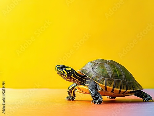 Turtle isolated on colorful background photo